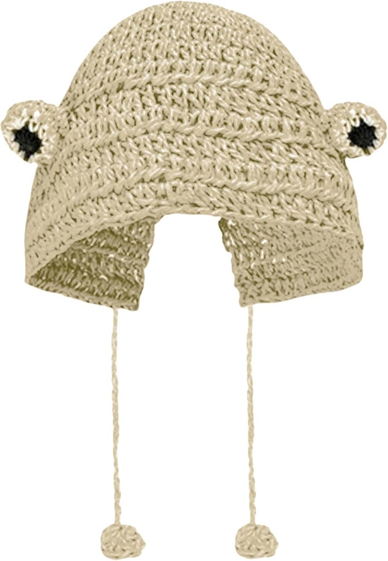 MINGSEECESS Kids Knitted Beanie Hat Cute Frog Cartoon Winter Warmer Cap with Big Eyes for Baby Boys Girls - Image 1